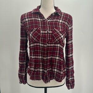 UEC Harper maroon plaid rayon shirt size small